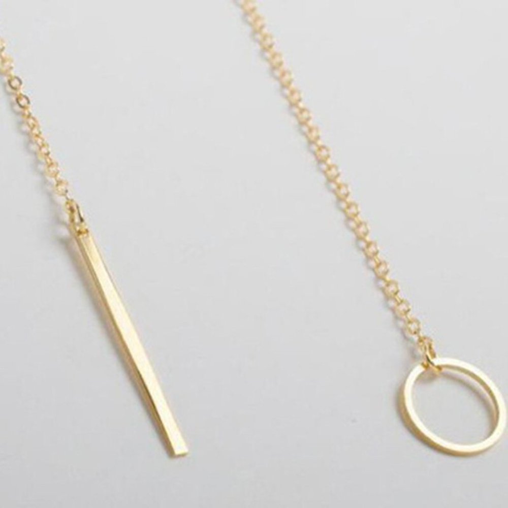 Necklace Woman Geometric Drop Circle Bar Jewelry Trendy - Picture 3 of 4